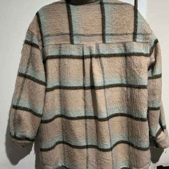 Cotton On women's Plaid Shirt Jacket - Beige and Blue - Picture 3 of 5